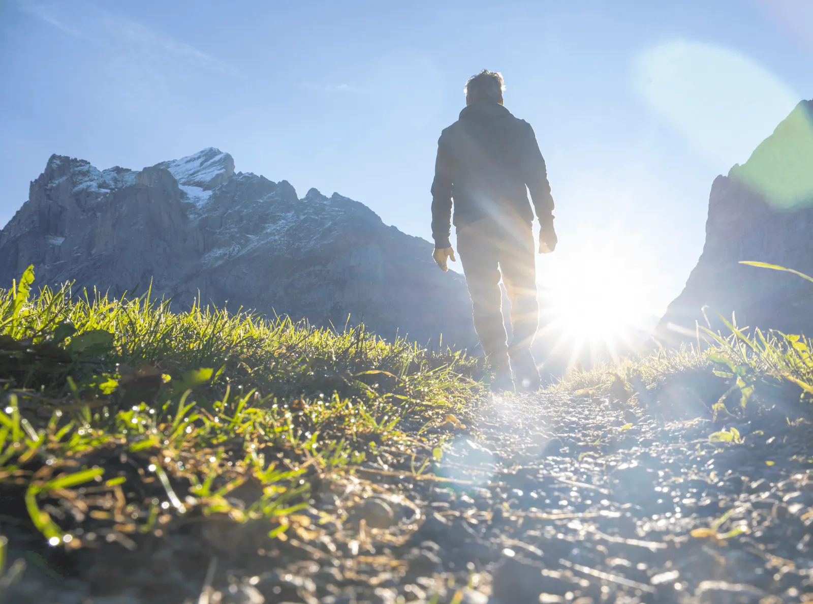 Image of person hiking on a path